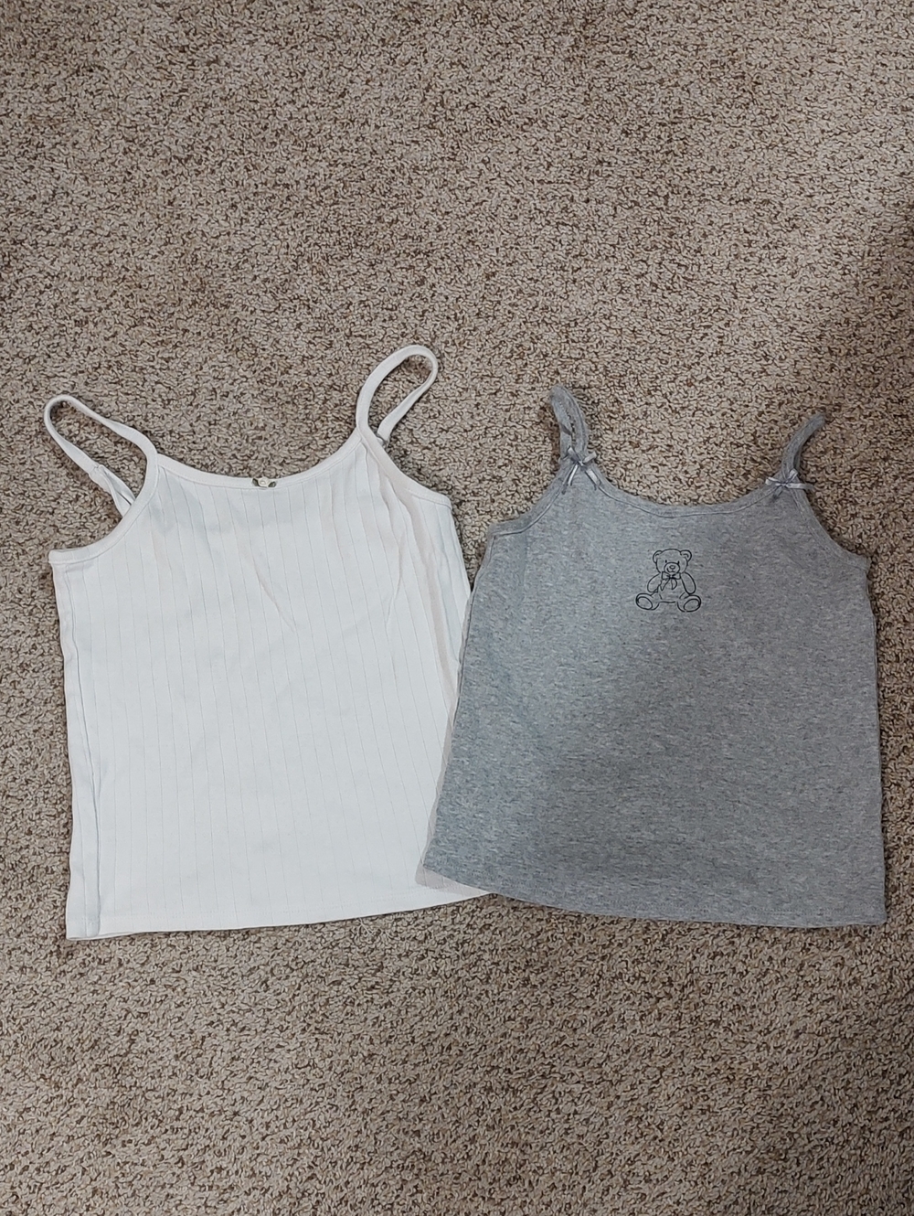 art class White and Gray Girls' Tank Top Set with Teddy Detail